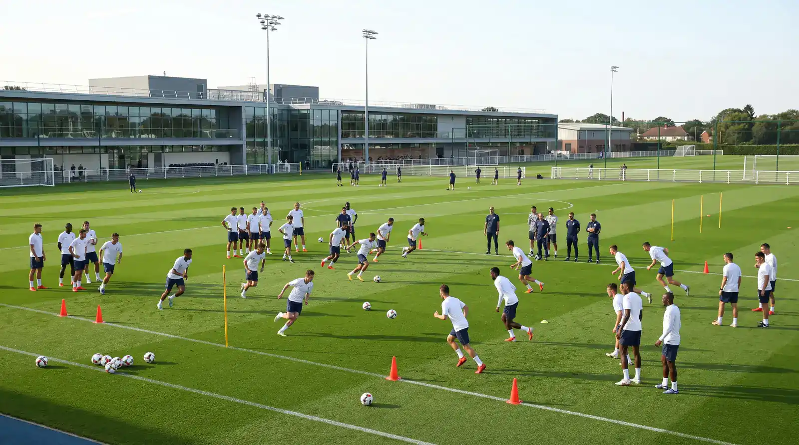 Deutsche Nationalmannschaft beim Training auf dem Fußballplatz