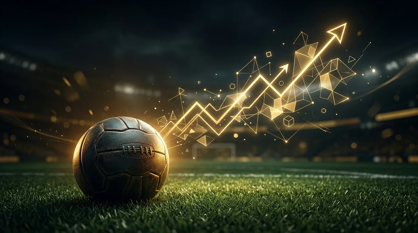 WM 2026 Value Bets Konzept mit steigenden Quotengrafiken und Fußball vor goldenem Hintergrund